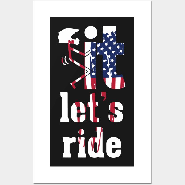 Motocross American Flag Lets Ride Wall Art by Dirt Bike Gear